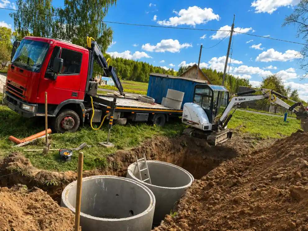 Монтаж канализации для частного дома: установка бетонных колец и прокладка трубы